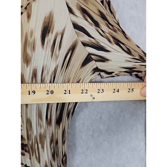 Hayley Matthews Tan Leopard Print LS Ruffled Pleated Mini Dress Tunic Plus 2X - Picture 10 of 13